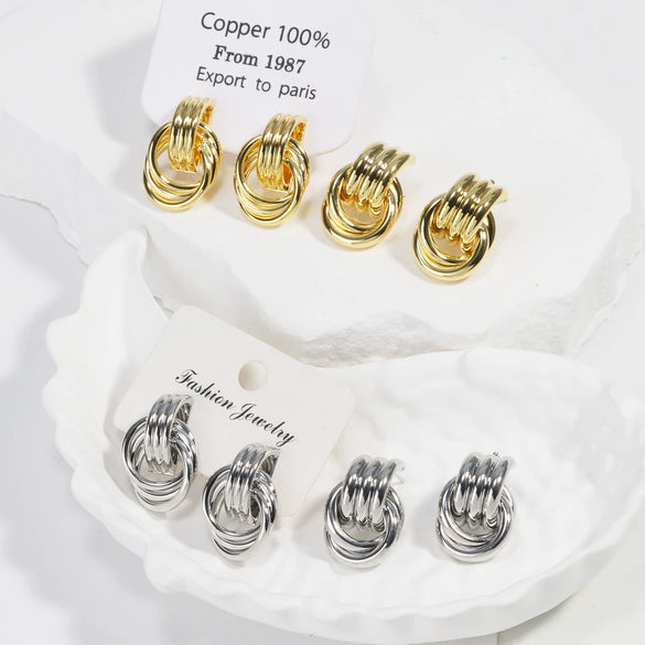 Metal Temperament Women's Tassel Earrings Jewelry Copper Geometric Ushape Electroplated