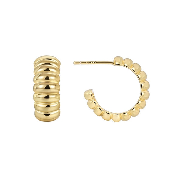 Metal Twill Twist Texture Horn Bag Earrings Copper Geometric Light Luxury Style