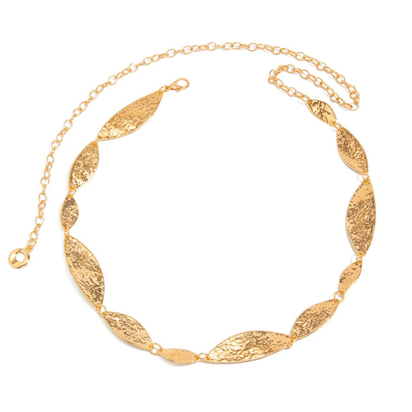 Metal Twisted Leaf Waist Chain For Women Fashionable Asymmetrical Water Ripple Geometric Body Chain Retro Style