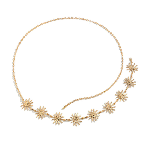 Metal Waist Chain For Women With Smiley And Sunflower Design Leisure Style