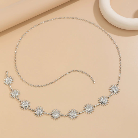 Metal Waist Chain For Women With Smiley And Sunflower Design Leisure Style