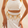Metal Waist Chain With Love Pearl Star Tassel And Butterfly Design For Female