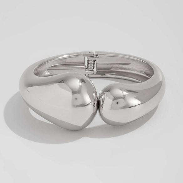 Metal Water Drop Hug Spring Geometric Irregular Smooth Open Electroplated Bracelet