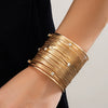 Metal Wide Open Geometric Line Rhinestone Punk Bracelet For Women With Electroplating