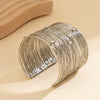 Metal Wide Open Geometric Line Rhinestone Punk Bracelet For Women With Electroplating