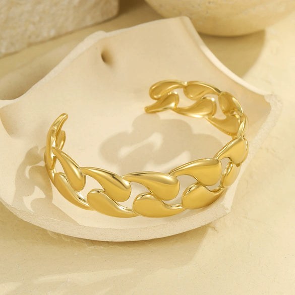 Metal Wide Version Exaggerated Punk Bracelet Stainless Steel Geometric Design Electroplated
