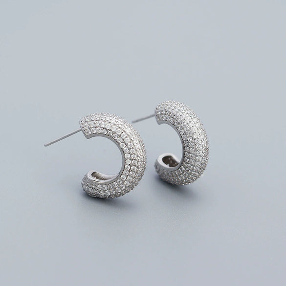 Metal Wind Earrings 925 Silver Geometric Electroplated Ear Jewelry For Women