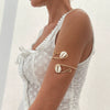 Metal Wire Winding Open Arm Bracelet With Shell Element Electroplated Personality Style