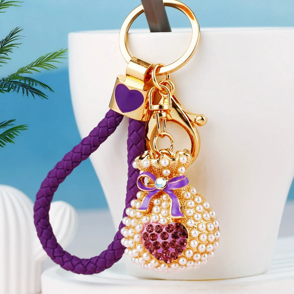 Metal Women Creative Lucky Love Bag Car Keychain Pendant