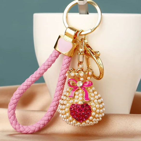 Metal Women Creative Lucky Love Bag Car Keychain Pendant