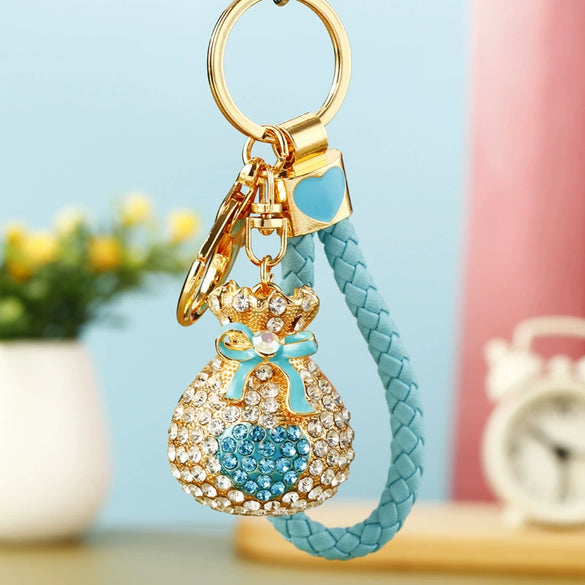 Metal Women Creative Lucky Love Bag Car Keychain Pendant