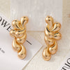 Metal Women's Earrings Fashion Modern Style Water Drops Shape Stitching Flower Gold Plated
