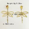 Metal Women's Earrings With Butterfly And Dragonfly Design Stainless Steel Animal Pattern Electroplating