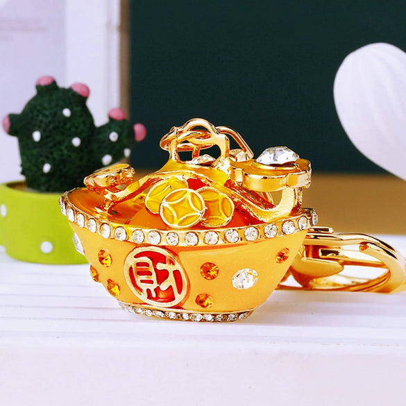 Metal Yuanbao Style Keychain Ornament For Women's Bag And Car Key