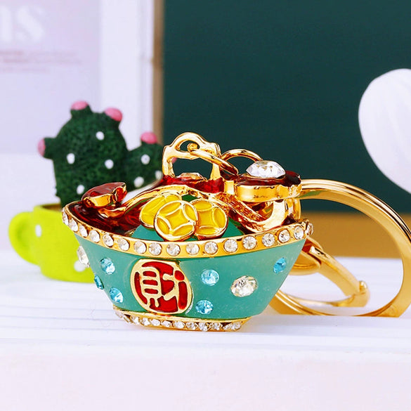Metal Yuanbao Style Keychain Ornament For Women's Bag And Car Key