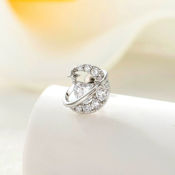 Metal Zircon Crescent Ear Bone Nail Piercing Earrings For Women