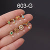 Metal Zircon Geometric Style Stainless Steel Screw Ball Ear Nail Piercing Earrings For Women With Electroplating