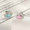 Metal Zirconia Eggshaped Animal Cat Head Earrings For Women Fashion Style