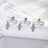 Metal Zirconia Inlaid Paper Clip Shape Pendant Cartilage Earrings For Women Fashion Style
