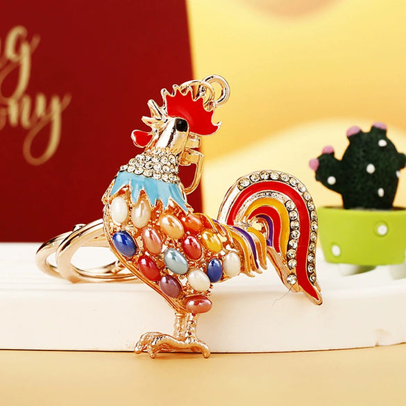 Metal Zodiac Chicken Creative Women's Car And Bag Keychain Pendant