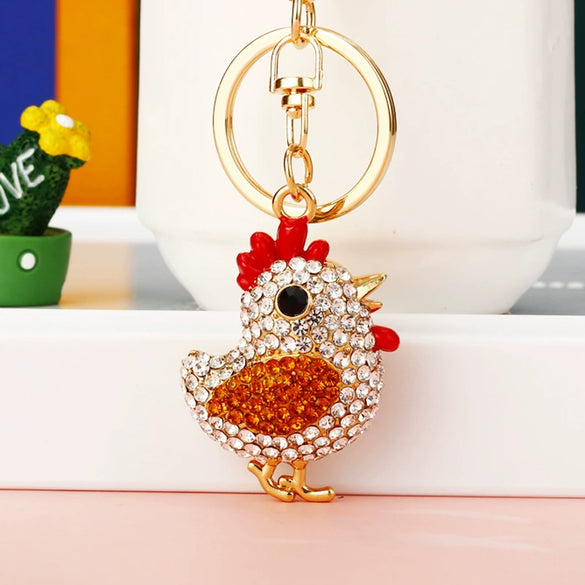 Metal Zodiac Chicken Creative Women's Car And Bag Keychain Pendant