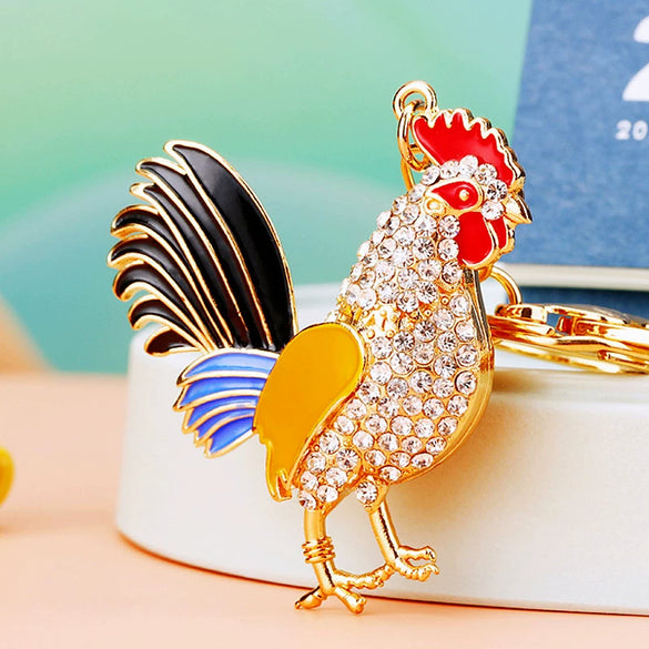 Metal Zodiac Chicken Creative Women's Car And Bag Keychain Pendant