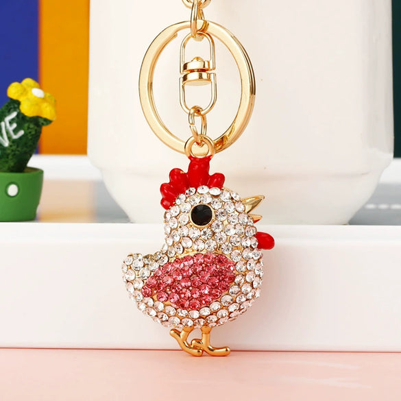 Metal Zodiac Chicken Creative Women's Car And Bag Keychain Pendant