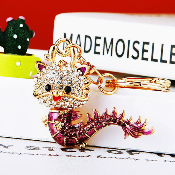 Metal Zodiac Dragon Car Keychain And Bag Pendant