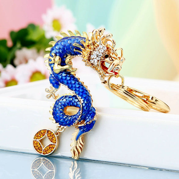 Metal Zodiac Dragon Car Keychain And Bag Pendant