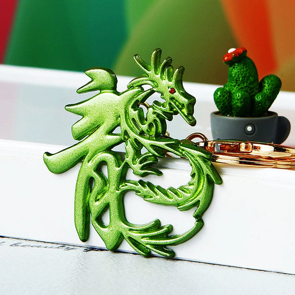 Metal Zodiac Dragon Car Keychain And Bag Pendant