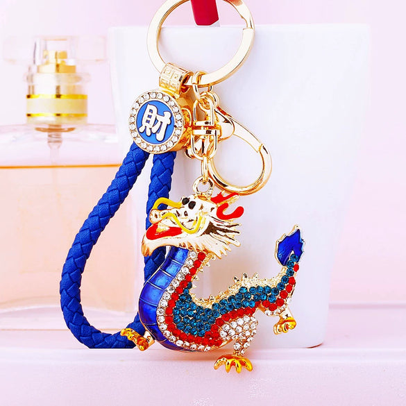 Metal Zodiac Dragon Car Keychain And Bag Pendant