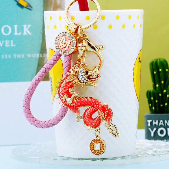 Metal Zodiac Dragon Car Keychain And Bag Pendant
