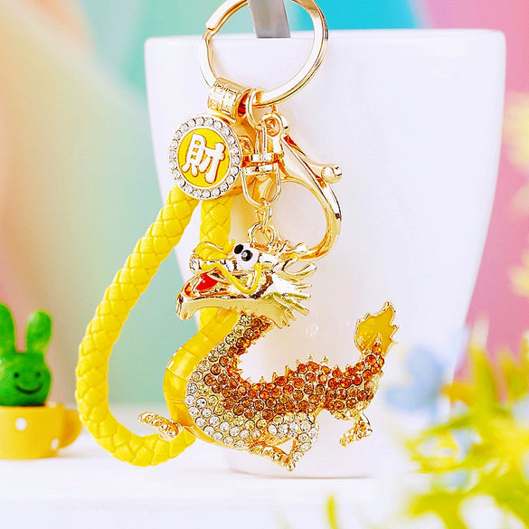 Metal Zodiac Dragon Car Keychain And Bag Pendant