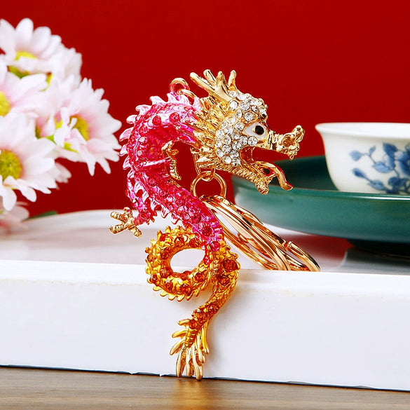 Metal Zodiac Dragon Car Keychain And Bag Pendant