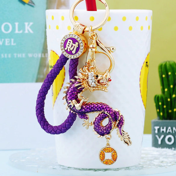 Metal Zodiac Dragon Car Keychain And Bag Pendant