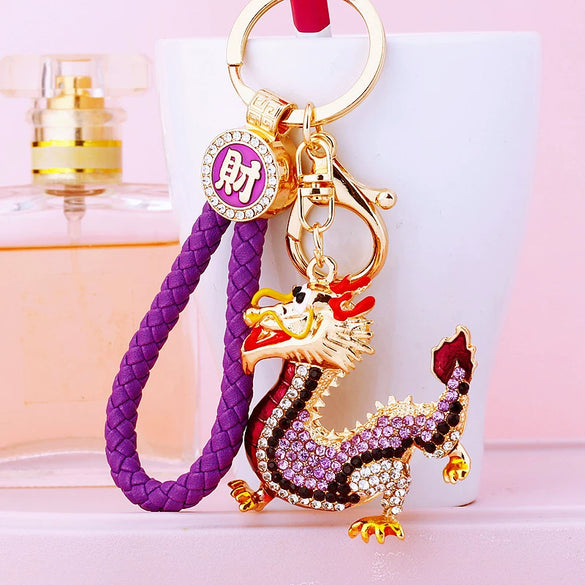 Metal Zodiac Dragon Car Keychain And Bag Pendant