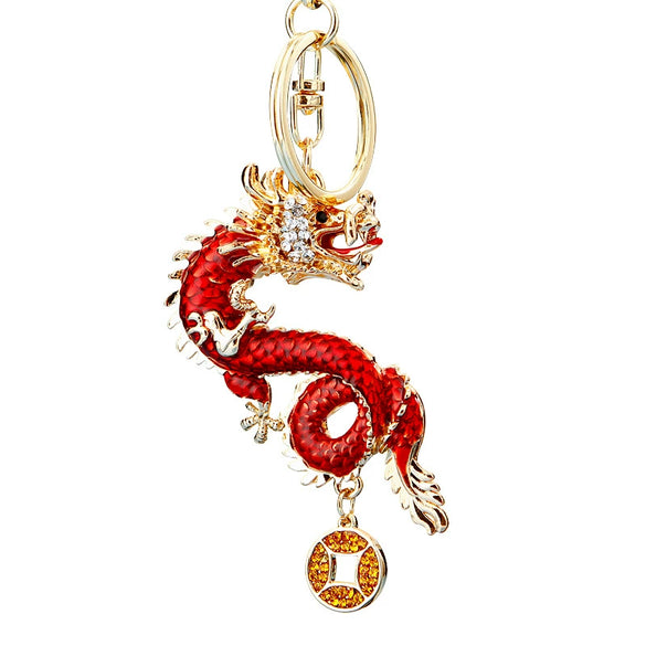 Metal Zodiac Dragon Car Keychain And Bag Pendant