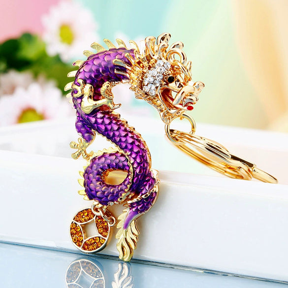 Metal Zodiac Dragon Car Keychain And Bag Pendant