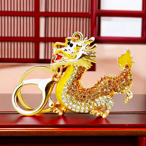 Metal Zodiac Dragon Car Keychain And Bag Pendant