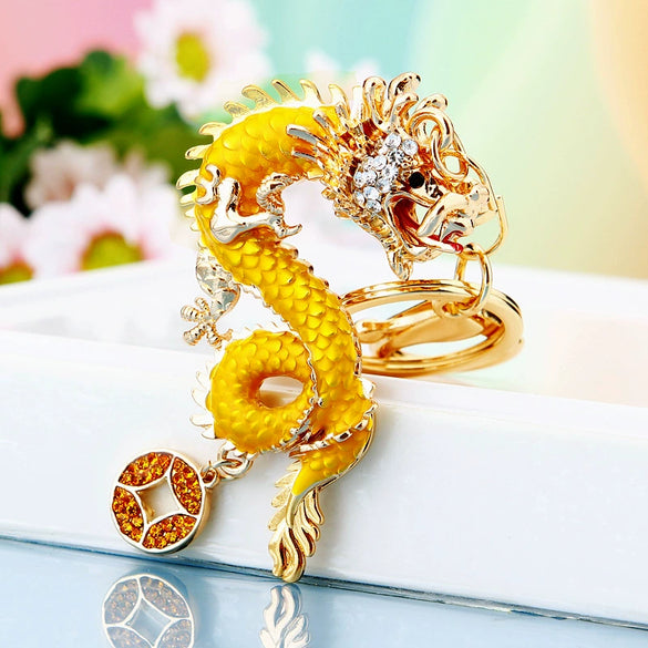 Metal Zodiac Dragon Car Keychain And Bag Pendant