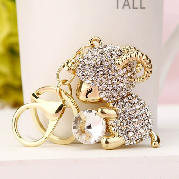 Metal Zodiac Little Goat Diamondencrusted Keychain For Men And Women As Bag Pendant