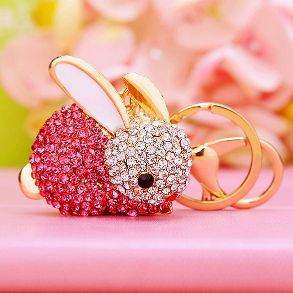 Metal Zodiac Rabbit Keychain Pendant For Women Diamondencrusted Key Chain Accessories