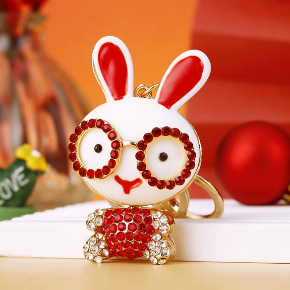 Metal Zodiac Rabbit Keychain Pendant For Women Diamondencrusted Key Chain Accessories
