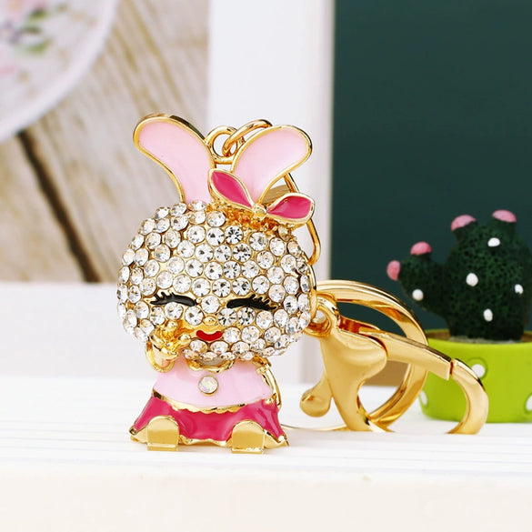 Metal Zodiac Rabbit Keychain Pendant For Women Diamondencrusted Key Chain Accessories