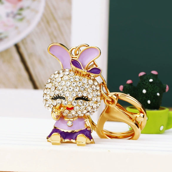 Metal Zodiac Rabbit Keychain Pendant For Women Diamondencrusted Key Chain Accessories