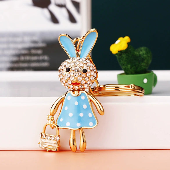 Metal Zodiac Rabbit Keychain Pendant For Women Diamondencrusted Key Chain Accessories