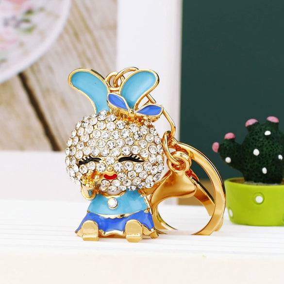 Metal Zodiac Rabbit Keychain Pendant For Women Diamondencrusted Key Chain Accessories