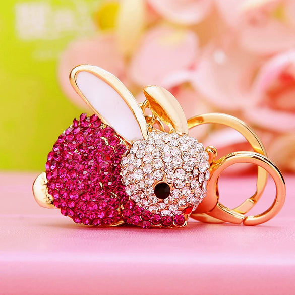 Metal Zodiac Rabbit Keychain Pendant For Women Diamondencrusted Key Chain Accessories