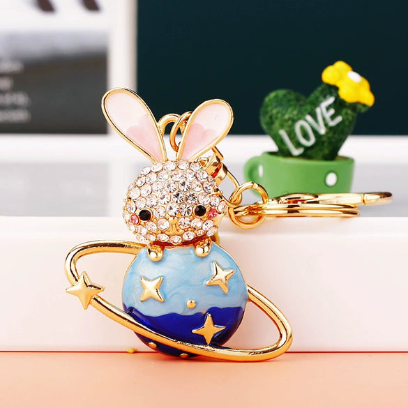 Metal Zodiac Rabbit Keychain Pendant For Women Diamondencrusted Key Chain Accessories