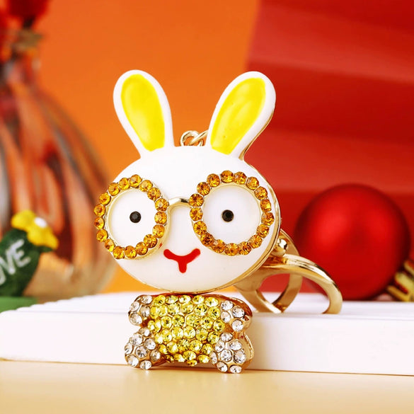 Metal Zodiac Rabbit Keychain Pendant For Women Diamondencrusted Key Chain Accessories